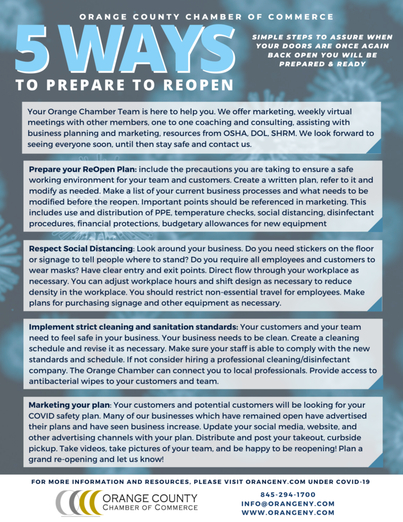 5 Ways to Prepare to Reopen - COVID-19 - Orange County, NY