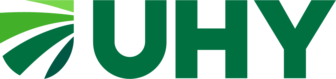 UHY logo: green 'UHY' lettering with a green leaf-like swoosh on the left