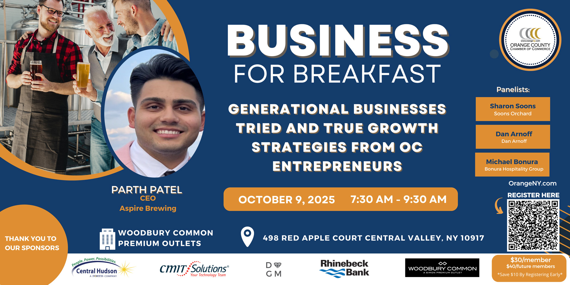 GENERATIONAL BUSINESSES TRIED AND TRUE GROWTH STRATEGIES FROM OC ENTREPRENEURS OCTOBER 9, 2025 7:30 AM - 9:30 AM 498 RED APPLE COURT CENTRAL VALLEY, NY 10917